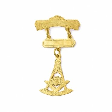 Past Master Blue Lodge California Regulation Breast Jewel - Gold With Two Engravable Bars