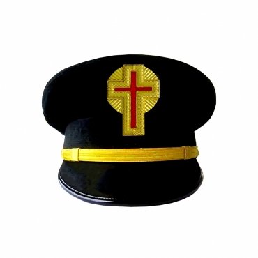 Past Commander Knights Templar Commandery Fatigue Cap Gold Metal Embroidered with Rays