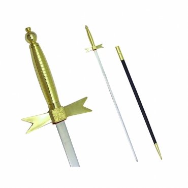 Knights Templar Commandery Sword - with Gold Hilt and Black Scabbard