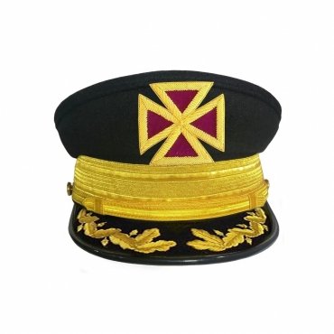 Past Grand Commander Knights Templar Commandery Fatigue Cap With Vinework & Gold Braid