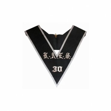 30th Degree Scottish Rite Collar KAES Black Moire with Grey Borders