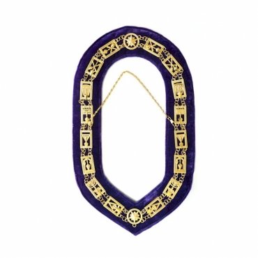 Council Chain Collar Gold Plated on Purple Velvet
