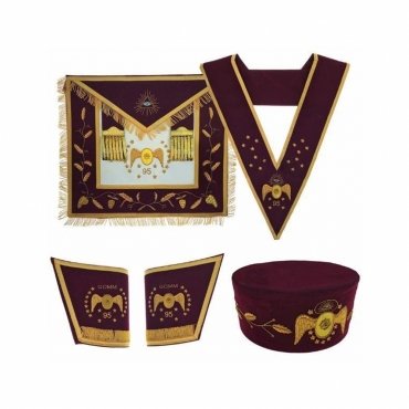 95th Degree Memphis Misraim French Regulation Regalia Set - Maroon Hand Embroidery