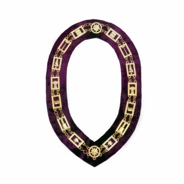 OES Chain Collar Gold Plated on Purple Velvet