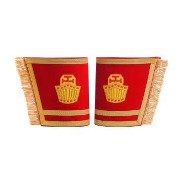 High Priest Royal Arch Chapter Cuff - Red Velvet With Gold Fringe