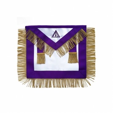 PAST ILLUSTRIOUS MASTER COUNCIL APRON - PURPLE HAND EMBROIDERY & FRINGE TASSELS