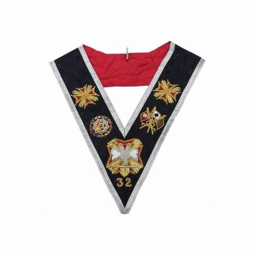 32nd Degree Scottish Rite Collar Black Moire Silver Braid