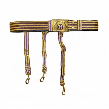 Past Grand Commander Knights Templar Commandery Regalia Belt - Purple & Gold