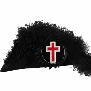 Sir Knight Knights Templar Commandery Chapeau All Black Plumes