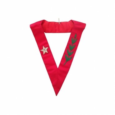 14th Degree Scottish Rite Collar Red Grosgrain Hand Embroidery