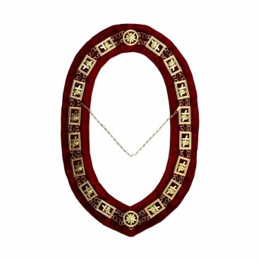 Knights Templar Commandery Chain Collar Gold Plated on Red Velvet