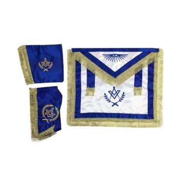 Master Mason Blue Lodge Regalia Set - Royal Blue & Gold Satin