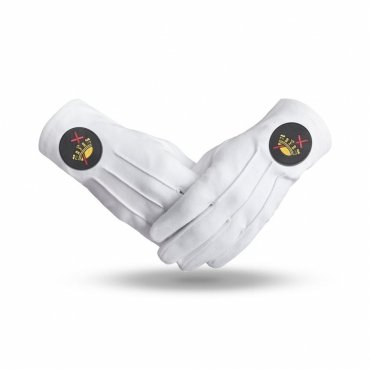Knights Templar Commandery Gloves - Pure Cotton With Black Patch