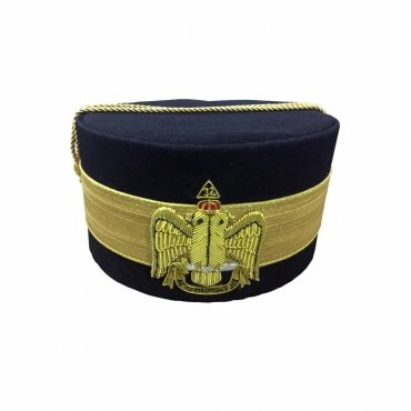 32nd Degree Scottish Rite Crown Cap Wings Down Black Hand Embroidered