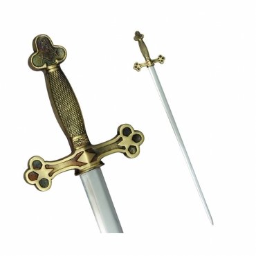 Master Mason Blue Lodge Sword - Square Compass with G and Golden Hilt
