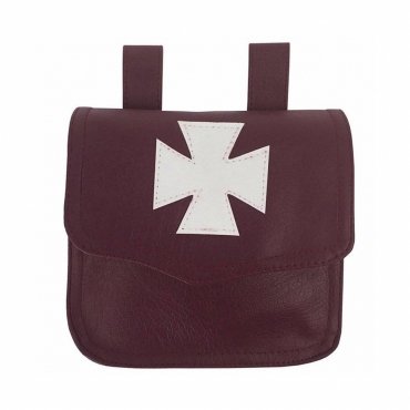 Knights Templar Commandery Alms Bag - Brown Leather
