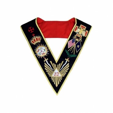 32nd Degree Scottish Rite Collar Black Moire Gold Braid