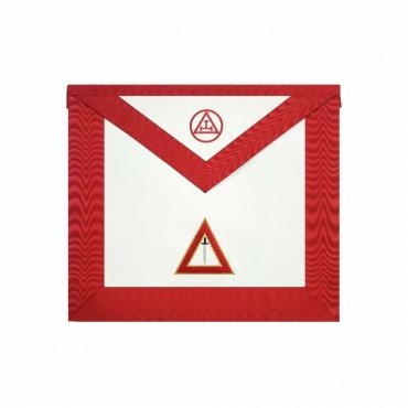 VEIL ROYAL ARCH CHAPTER OFFICER APRON RED MACHINE EMBROIDERY