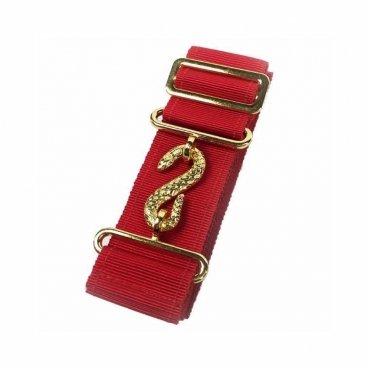 Masonic Apron Belt Extender - Red Belt with Silver Gold Clasp