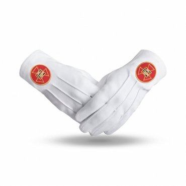 Past High Priest Royal Arch Chapter Gloves - Pure Cotton With Red Round Patch