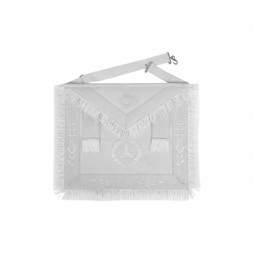 SENIOR WARDEN BLUE LODGE OFFICER APRON HAND EMBROIDERY WITH WHITE FRINGE & SIDE TABS