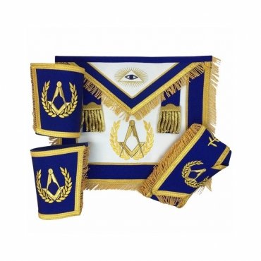 Master Mason Blue Lodge Regalia Set - Royal Blue & Gold Machine Embroidery
