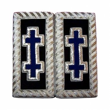 Grand Encampment Knights Templar Commandery Frock Coat Shoulder Board - Blue Bullion Embroidery