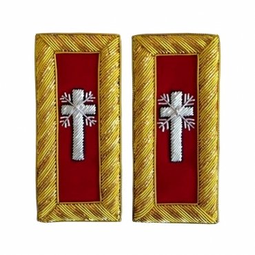 Past Commander Knights Templar Commandery Frock Coat Shoulder Board - Bullion Embroidery