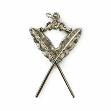 Secretary Blue Lodge Officer Collar Jewel - Silver Metal
