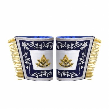 Past Master Blue Lodge Cuff - Dark Blue & Silver with Fringe