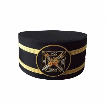 Knights Templar Commandery Crown Cap Black Hand Embroidery