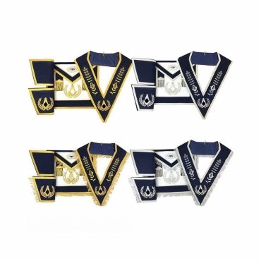 Master Mason Blue Lodge Regalia Set - Royal Blue & Gold Machine Embroidery