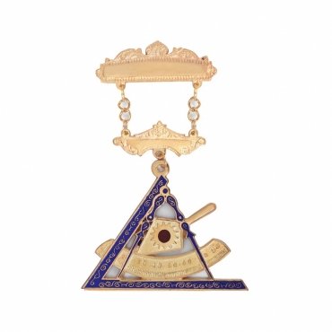 Past Illustrious Master Council Breast Jewel - Gold & Blue With Engravable Bar