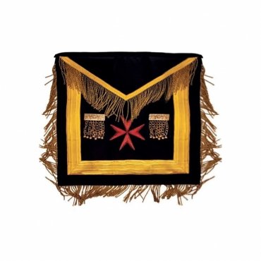 RIGHT WORSHIPFUL MALTA REGULATION APRON BLACK WITH RED MALTESE CROSS
