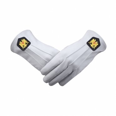 32nd Degree Scottish Rite Gloves - Leather With Gold Double Eagle