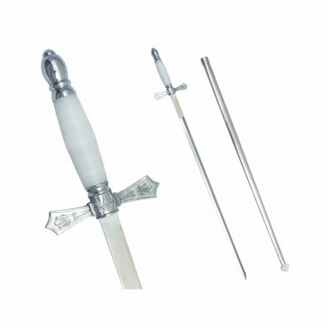Master Mason Blue Lodge Sword - with White Hilt and Silver Scabbard