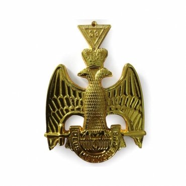 33th Degree Scottish Rite Collar Jewel - Wings Down Gold Plated