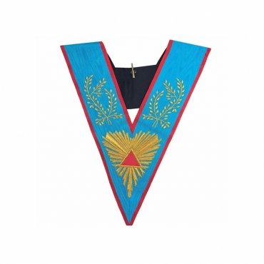 Worshipful Master Memphis Misraim French Regulation Collar Sky Blue Moire with Pink Edges