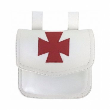 Knights Templar Commandery Alms Bag - White Leather
