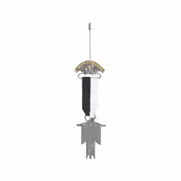Standard Bearer Knights Templar Commandery Breast Jewel - White & Black Ribbon
