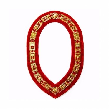 Blue Lodge Chain Collar Gold Plated on Red Velvet