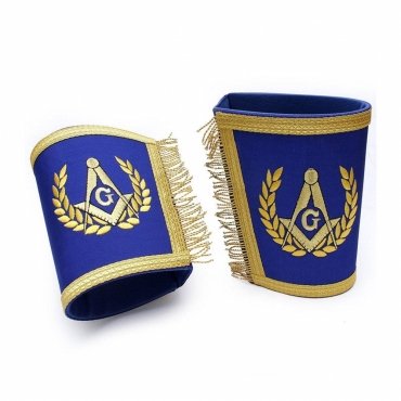 Master Mason Blue Lodge Cuff - Blue Embroidered Square & Compass G