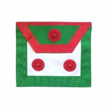 KNIGHTS OF ST. ANDREW SCOTTISH RITE APRON WHITE GREEN RED MOIRE