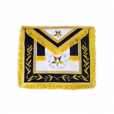 WORTHY PATRON OES APRON GOLD SILVER BULLION WIRE HAND EMBROIDERY