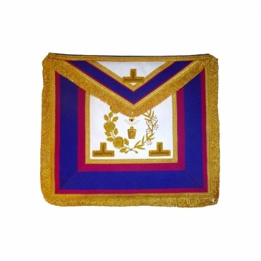 GRAND OFFICERS MARK ENGLISH REGULATION APRON BLUE & PINK WITH GOLD FRINGE