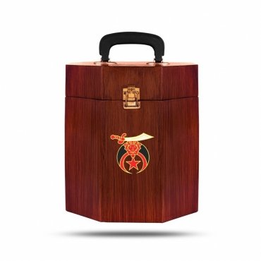 Shriners Fez Case - Textured Wood With Red Velvet Interior