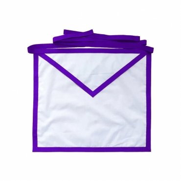 MEMBER COUNCIL APRON - WHITE DUCK COTTON WITH THIN PURPLE RIBBON