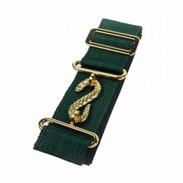 Masonic Apron Belt Extender - Green Belt with Silver Gold Clasp