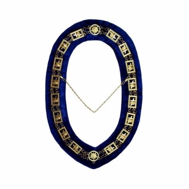 Knights Templar Commandery Chain Collar Gold Plated on Blue Velvet