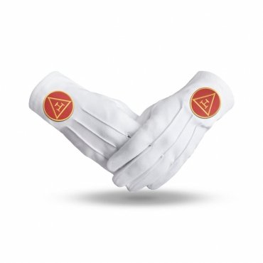 Royal Arch Chapter Gloves - Pure Cotton With Red Triple Tau